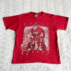 Vintage Detroit Red Wings Shirt Tee Mens Large Red Chris Osgood Pro Player NHL
